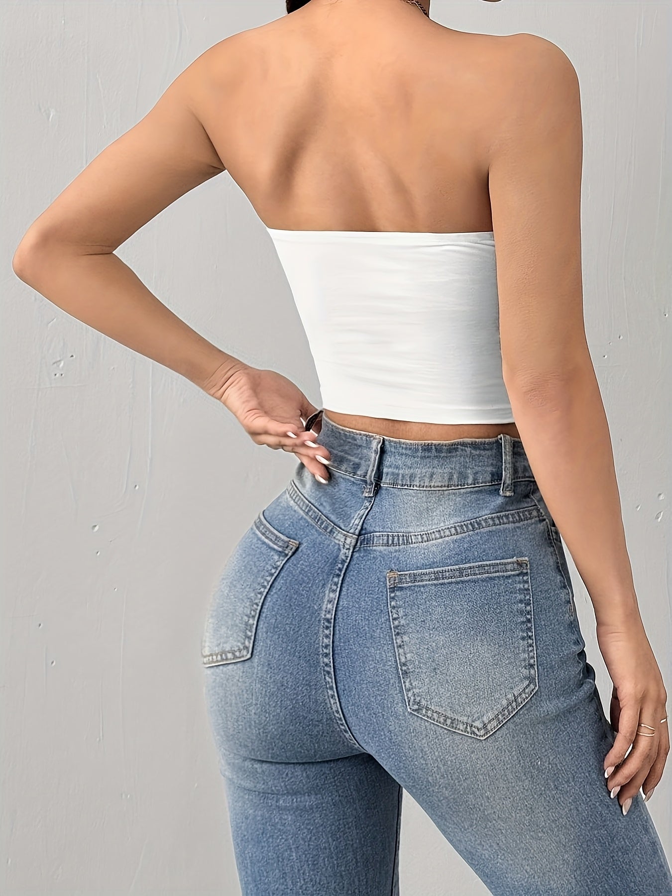 Y2K-Inspired Skull Print Crop Top - Stretchy, Strapless Design for Summer Casual Wear, High-Elasticity, Crop Top Tops